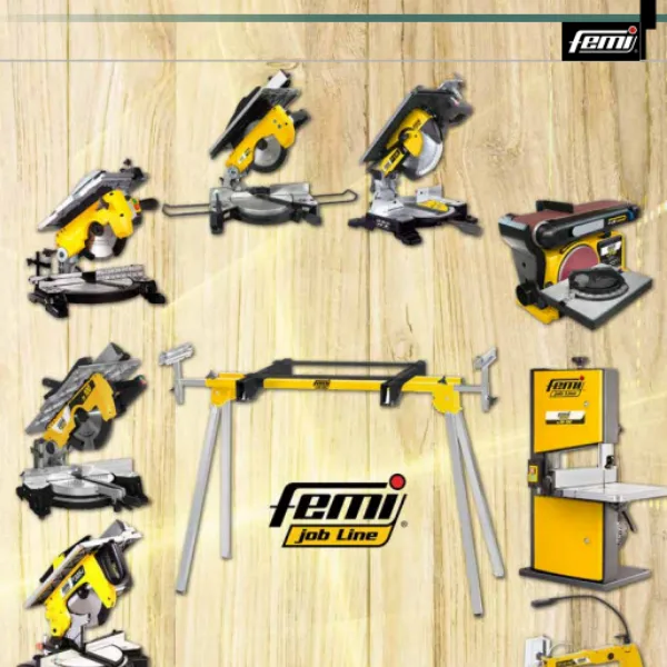 Catálogo promociones Femi 2025 Job Line con equipos de corte y taladros para madera